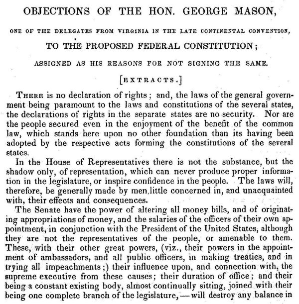 George Mason's Objections image