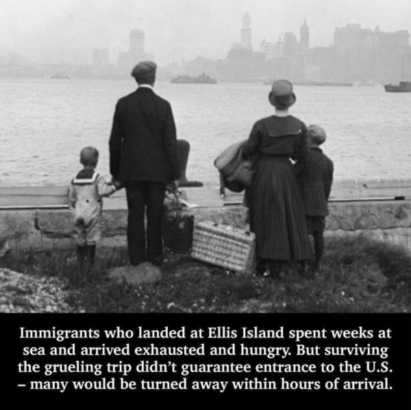 Photograph of immigrants at Ellis Island