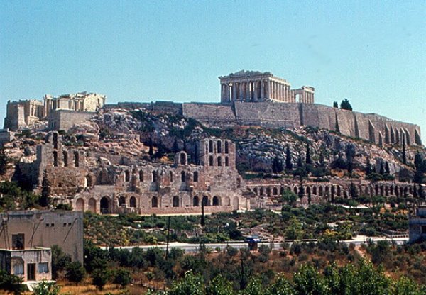 Image: Photograph of the Acropolis from the Pnyx taken in 1967 by Roger Wollstadt. From Flickr.