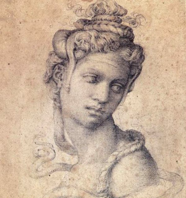 Image: Drawing of Cleopatra made by Michelangelo between 1533 and 1534. From the Wikimedia Commons.