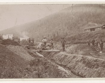 Gold miners in California image