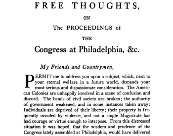 "Free Thoughts" pamphlet by Samuel Seabury