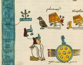 Image source: Illustration of Moctezuma from the Mendoza Codex. Retrieved from the Public Domain Review.