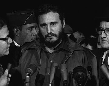 Image: Photo of Fidel Castro arriving in Washington, D.C., in April 1959. From the Library of Congress.