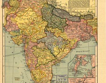 Early-20th century map shows the British Empire in India