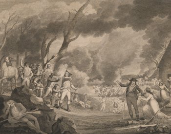Image: Engraving of the Battle of Lexington made by Cornelius Tiebout in the 1790s. From the Library of Congress.