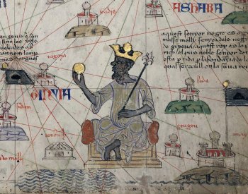 Portrait of Mansa Musa in the Catalan Atlas. From the Wikimedia Commons.